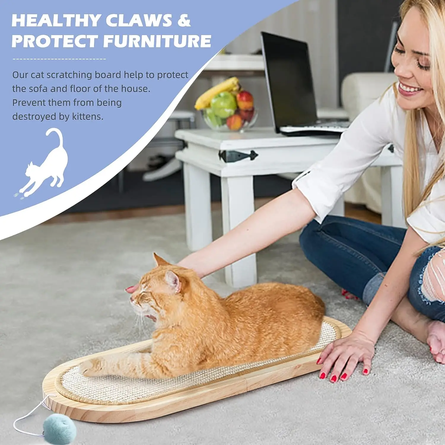 Modern Eco-Friendly Cat Tree Wholesale Wood Scratcher Board with Sisal and Jute Customizable Model for Pet Playing