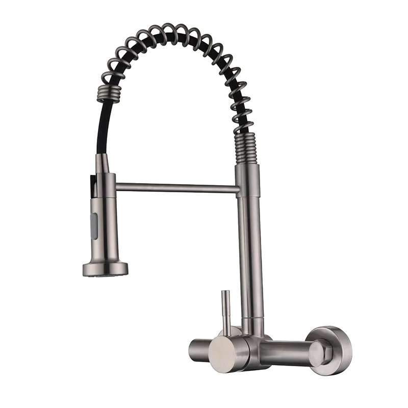 pull down pull out chrome black industrial kitchen mixer 304 high arc stainless steel faucet water filter