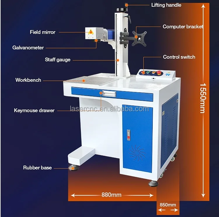 cabinet small nonmetal metal laser marking machine 3d laser engraving tools 20w 30w 50w high precision