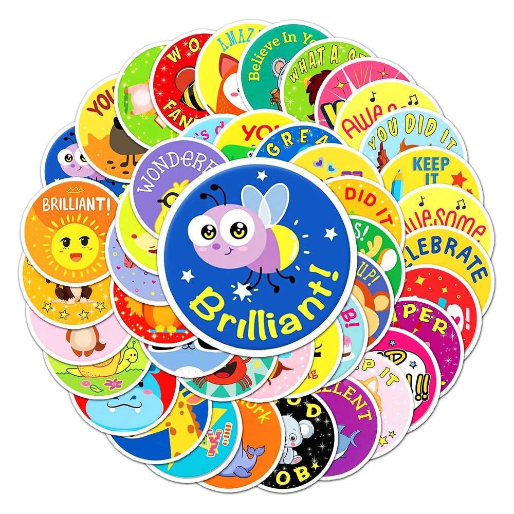 50pcs Children Reward Creative Cute Cartoon Sticker DIY Decorative Laptop iPad Waterproof Sticker