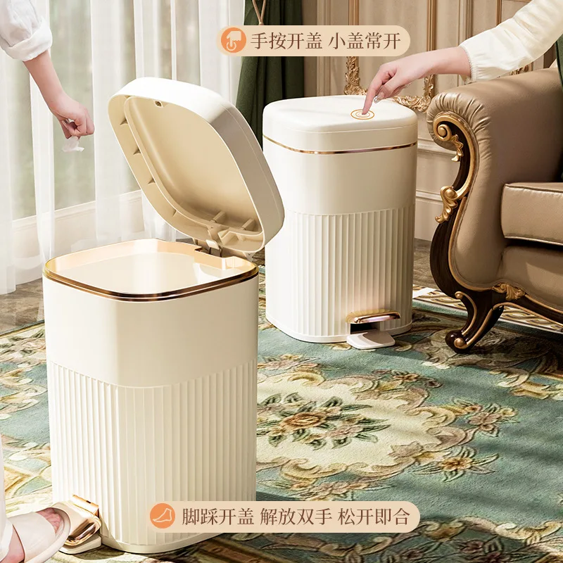 Double-opening pedal trash can with lid Luxury foot pedal trash can Large capacity covered foot-operated trash can