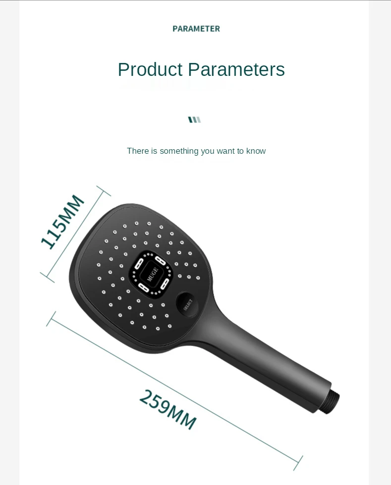 Shower Head Rainfall Bathroom 3 Modes ABS Round Chrome Water-Saving Nozzle G1/2 Bath Faucet Wall Mounted Adjustable Black Shower