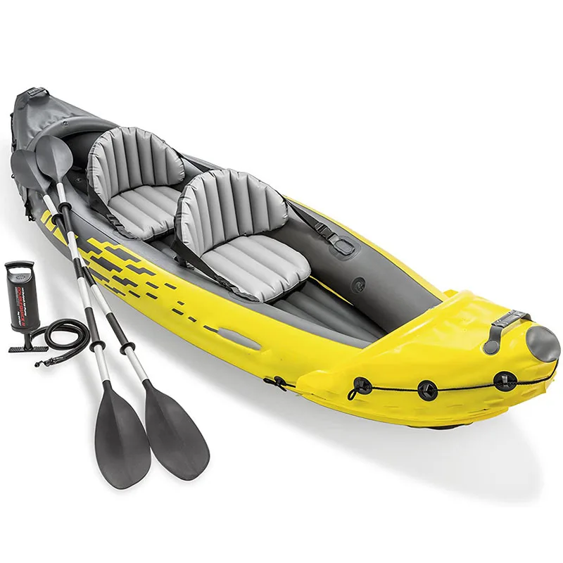 
Double-Deck Thickened two person Outdoor portable inflatable PVC fishing canoe kayak boats canoe/kayak with air pump and paddle 