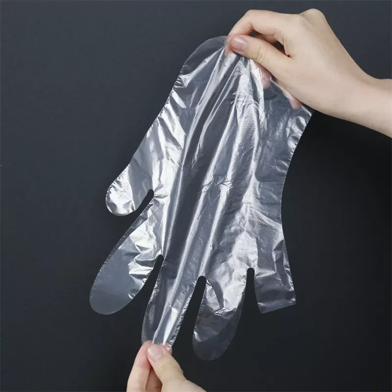 Clear Plastic Disposable Food Grade Kitchen Embossed Poly Pe Gloves