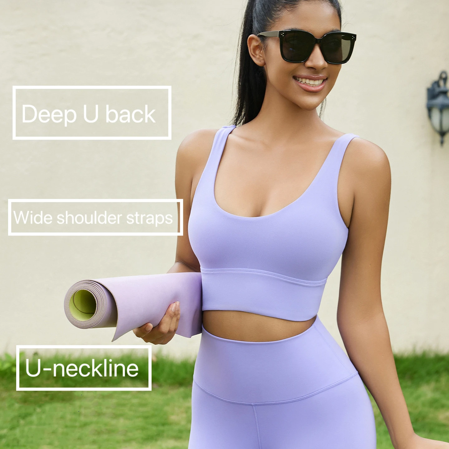 Wholesale Lulu New Arrivals U neck Moisture-absorbing And Sweat-wicking Sports Bra Breathable Nude Yoga Fitness Sports Bra set