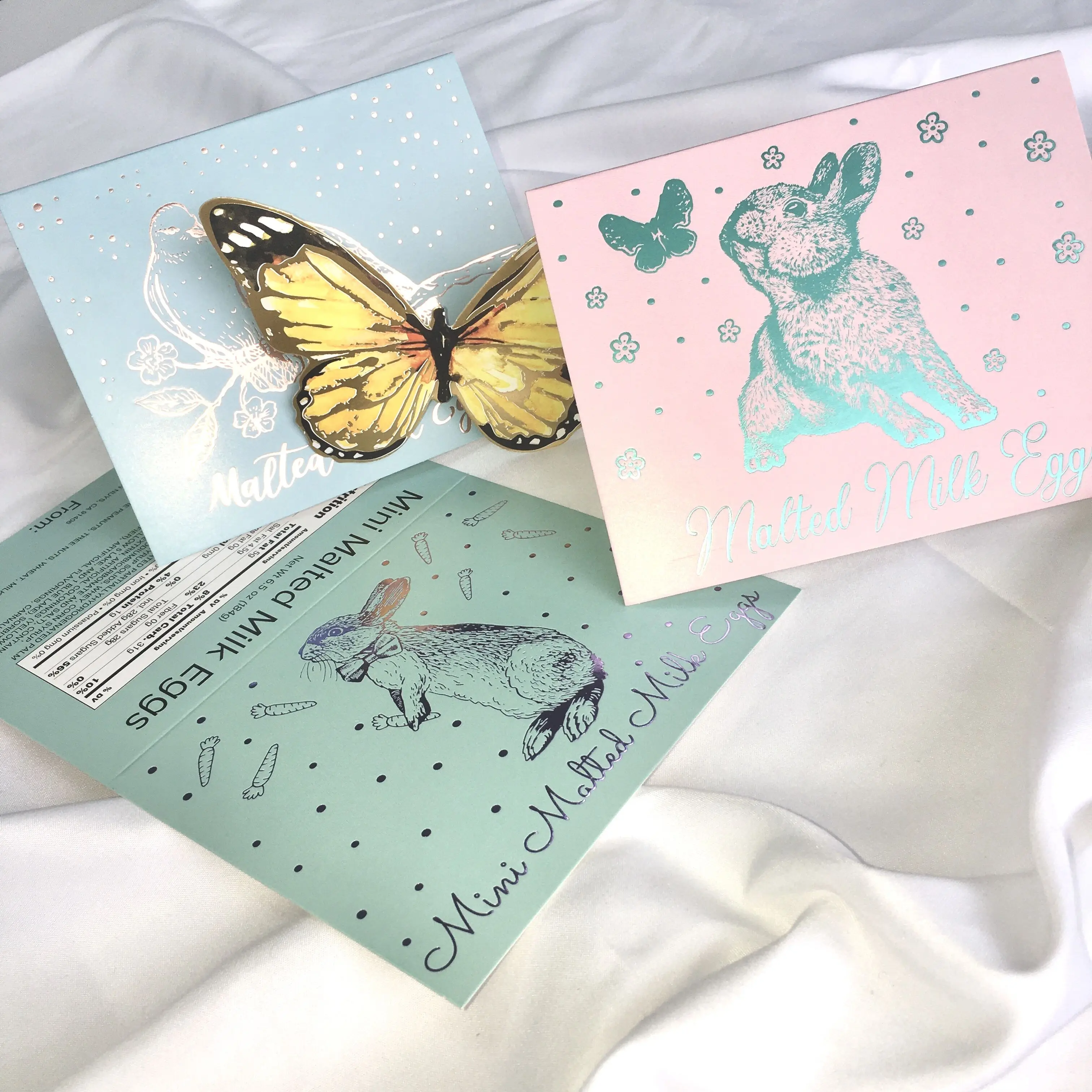 Custom  gold stamping Garden  Easter Greeting Card Japanese  paper craft card  pattern Bunny card