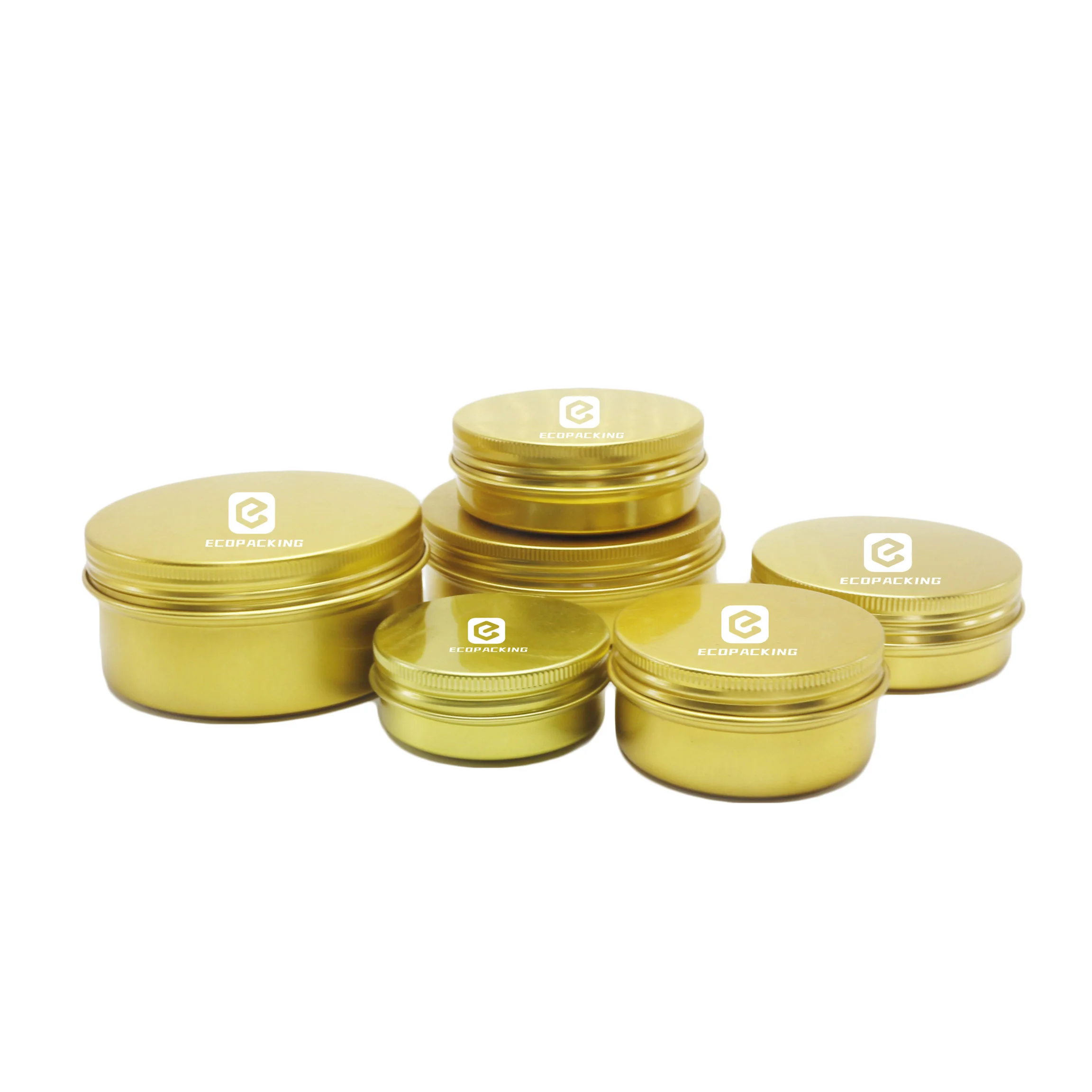 Empty round 5ml 10ml 15ml 30ml 50ml 60ml 80ml 100ml aluminum tin with screw on lid for cosmetic container lip balm container
