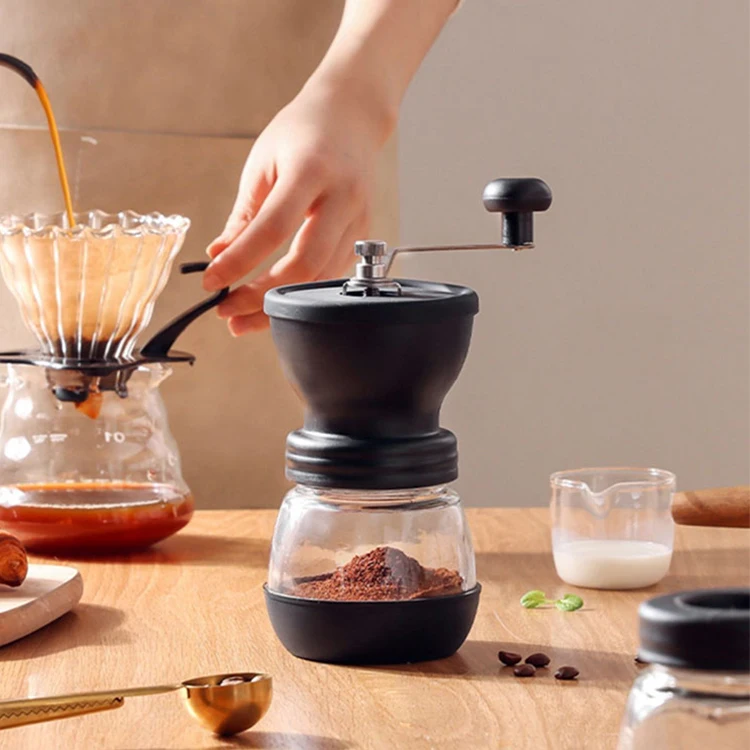 Adjustable Washable Hand Crank Portable Ceramic Burrs Coffee Bean Mill Mini Conical Manual Coffee Grinder