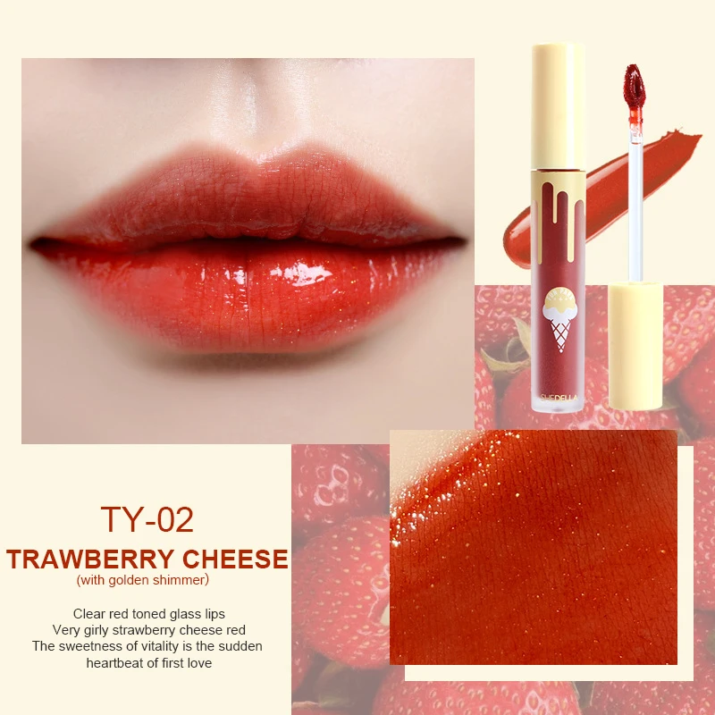 Fruit-flavored mirror lip glaze does not fade and does not stick to cup lip gloss