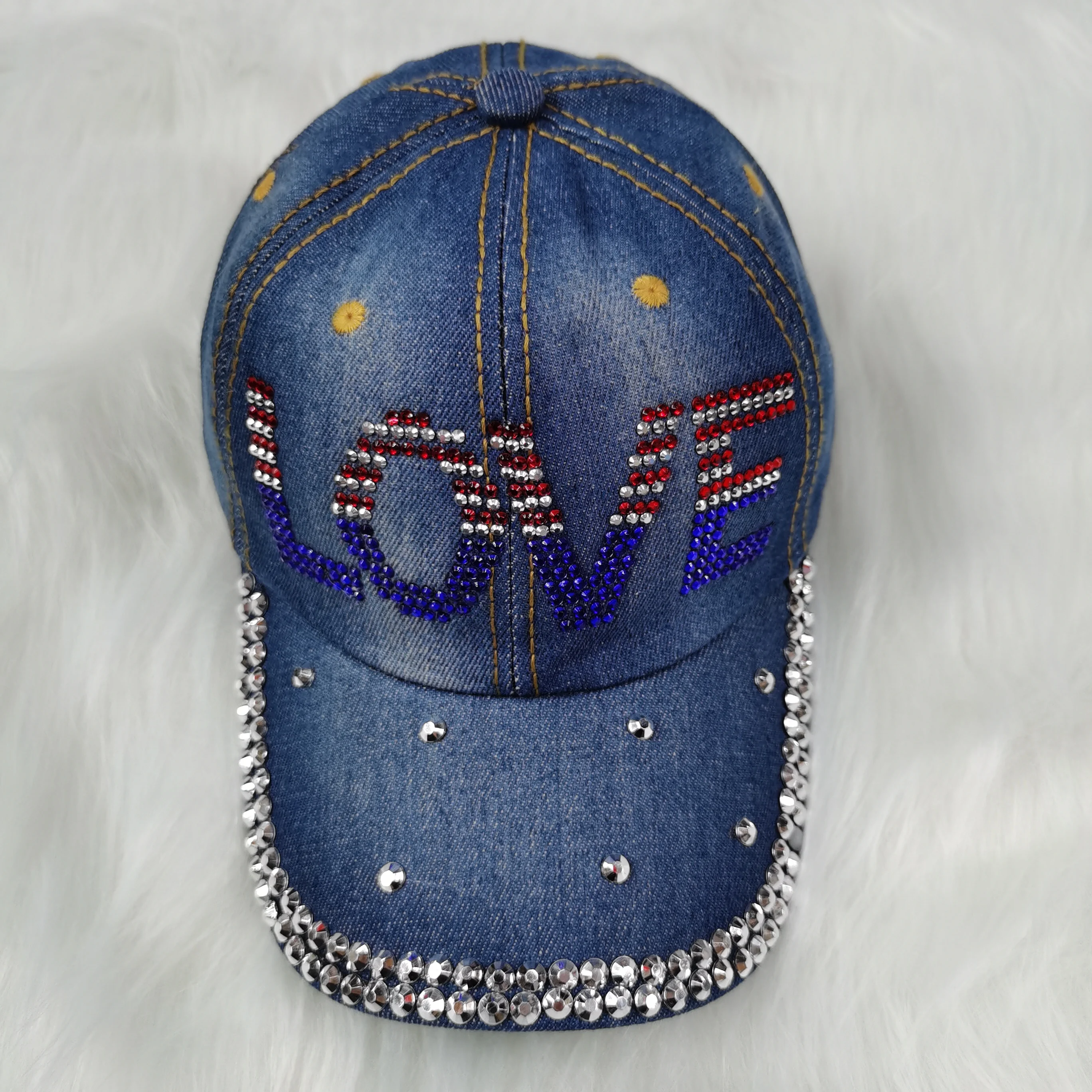 N254CP ковбойская шляпа с бриллиантами и стразами яркие буквы любовь блестящая джинсовая потертая водостойкая бейсболка без рисунка