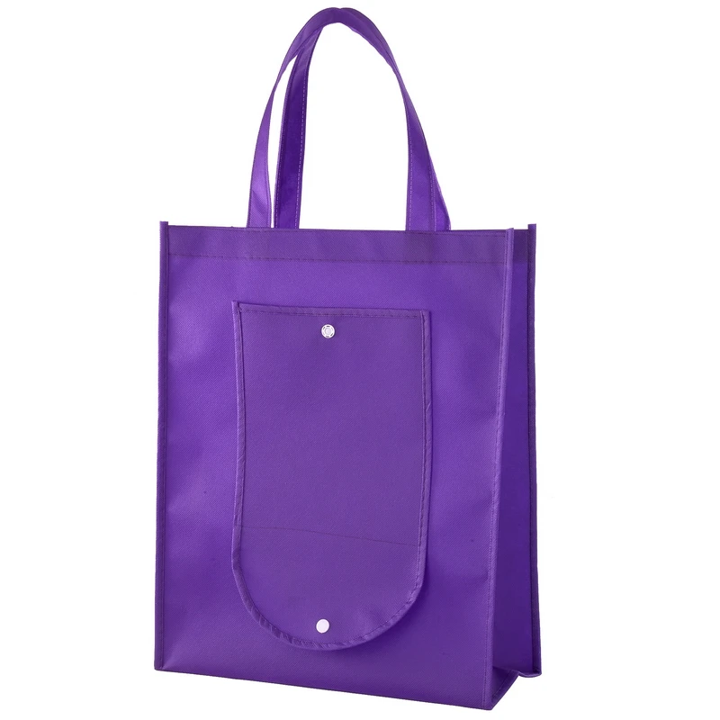 
Custom logo pattern extra large eco reusable recycle rpet fabric grocery folding tote with button pouch foldable shopping bag 