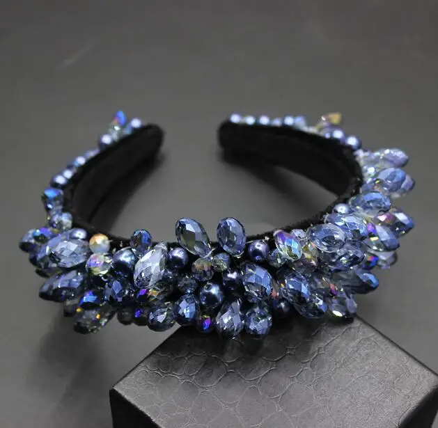 wholesale handmade baroque crystal beaded headband fashion luxury wedding pearl headband for women party hair accessories