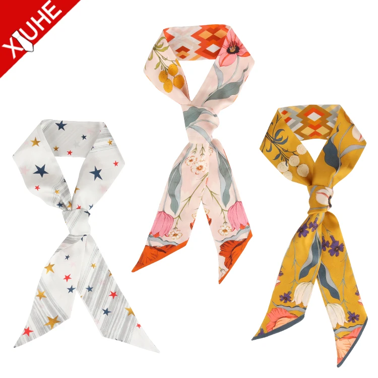 Оптовая продажа, индивидуальный роскошный саржевый шарф для шеи, Шелковый Атласный Женский шарф из 100% шелка