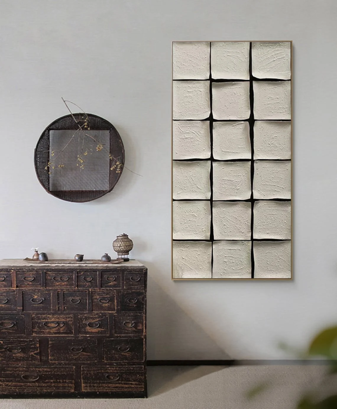 abstract paintings and wall arts home decor 2024 Black and White Wabi Sabi Style oil painting living room decor artwork