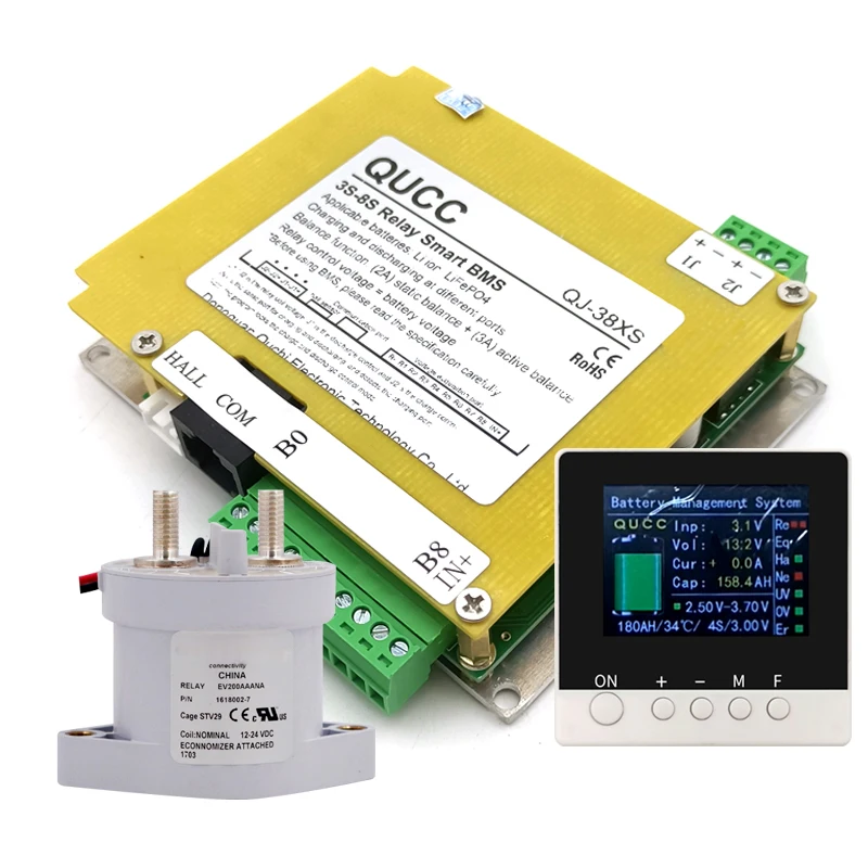 Реле постоянного тока высокого напряжения Qucc 3S ~ 8S-один и тот же порт 500 А умное BMS 12 В 24 активное балансирование 5A литий-ионный Lifepo4 аккумулятор SOC