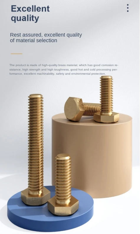 Oem Customized Services Din933 Hardware Fasteners Hexagonal Bolts Brass/cooper Hex Bolt In Stock