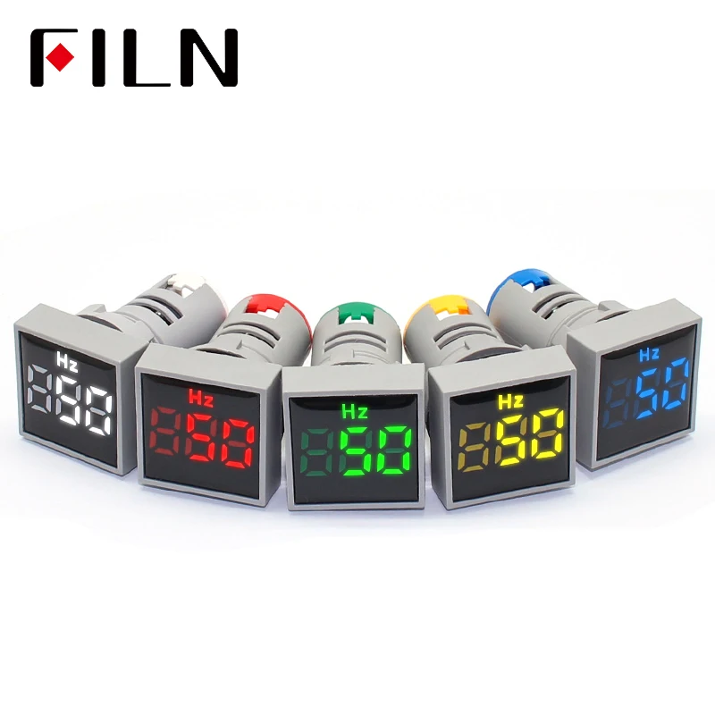FILN 22mm  AD16 Led Pilot Indicator Light Yellow Green Red White Blue Digital Voltmeter Indicator  China Plastic  Signal  Square