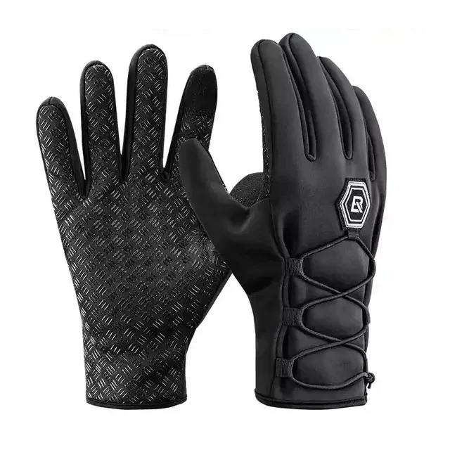 Touch screen Custom Anti Slip Silicone Gel Winter Thermal Warm Fleece Lining Running Bike Cycling Gloves