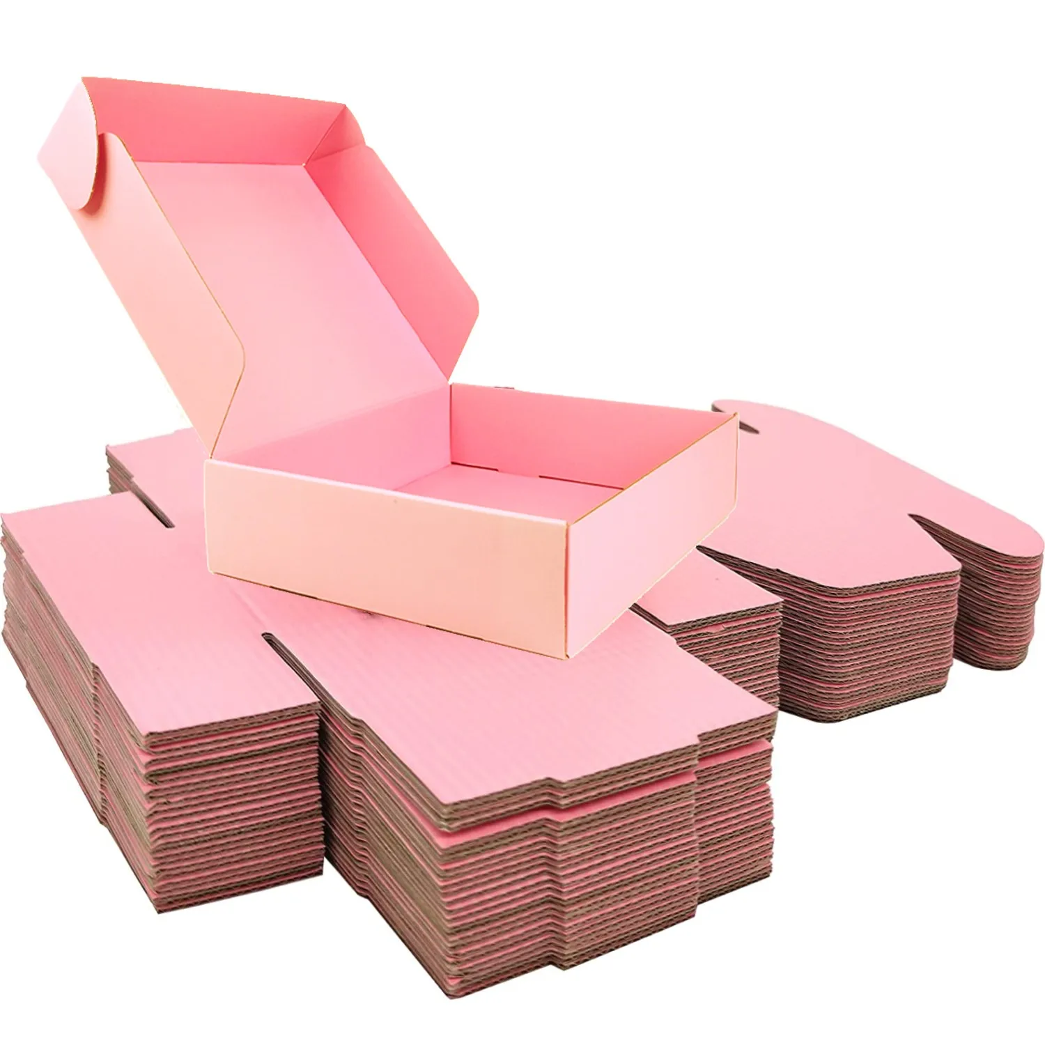 Hot selling 15 Years OEM Factory Custom Logo Shipping Package Printed Pink Corrugated Paper Mailer Box With Logo