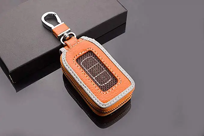 
Genuine Leather Auto Car Key FOB Holder Protector Cover Smart Key Chain with Metal Hook Car Key case Key Bag 