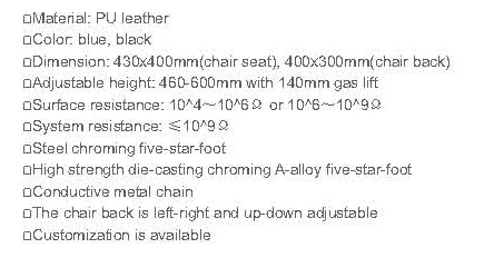 ESDELES Adjustable Industrial Office Pu Foam esd fabric chair Stool Anti-static Lab Chair Antistatic Cleanroom Safe Esd Chair