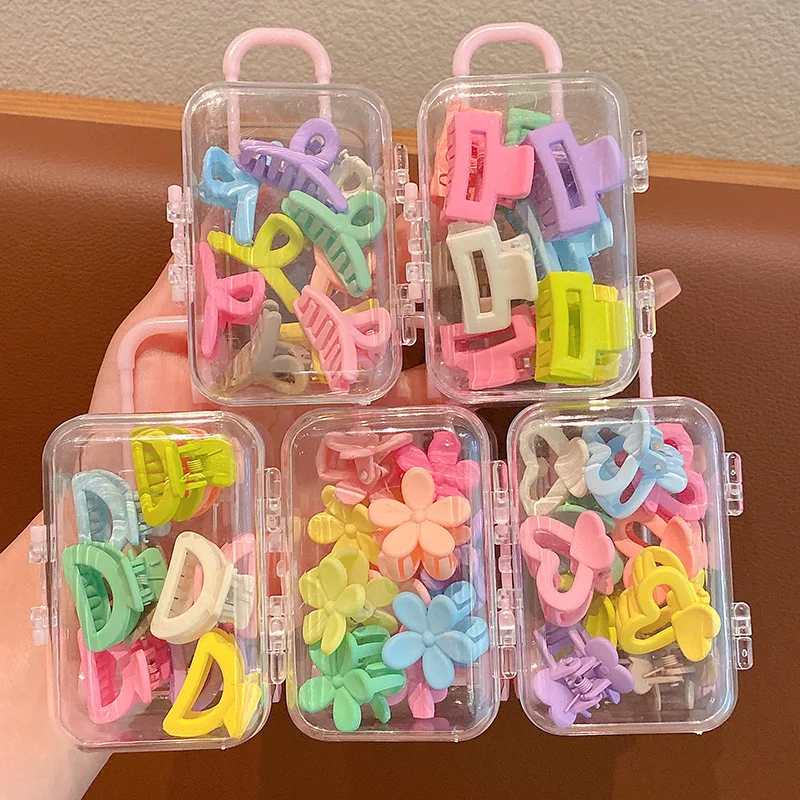 10pcs Korean Luggage Box Hair clip Candy Color claw Flower hair accessories Plastic Hair Claw Clips Small Hairpins