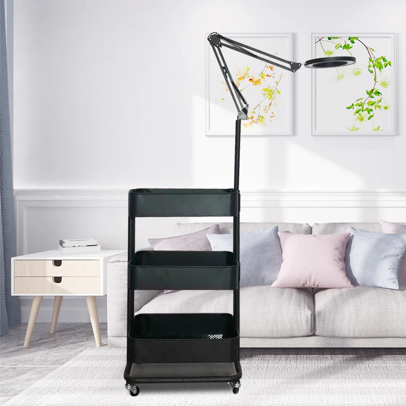 Beauty Equipments Rolling Cart Salon Cart Trolley Salon Drawer Trolley hairdressing tray cart With 24W Light