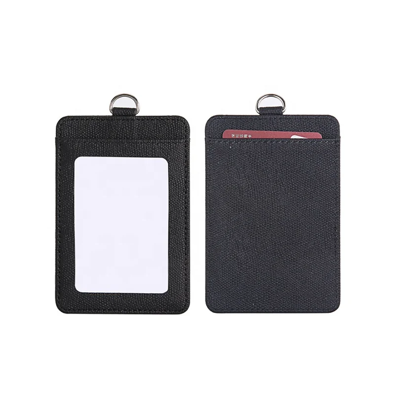 Vertical Custom Design Student Leather ID Badge Card Holder High Quality Colorful PU Leather Card Holder School ID Card Holder