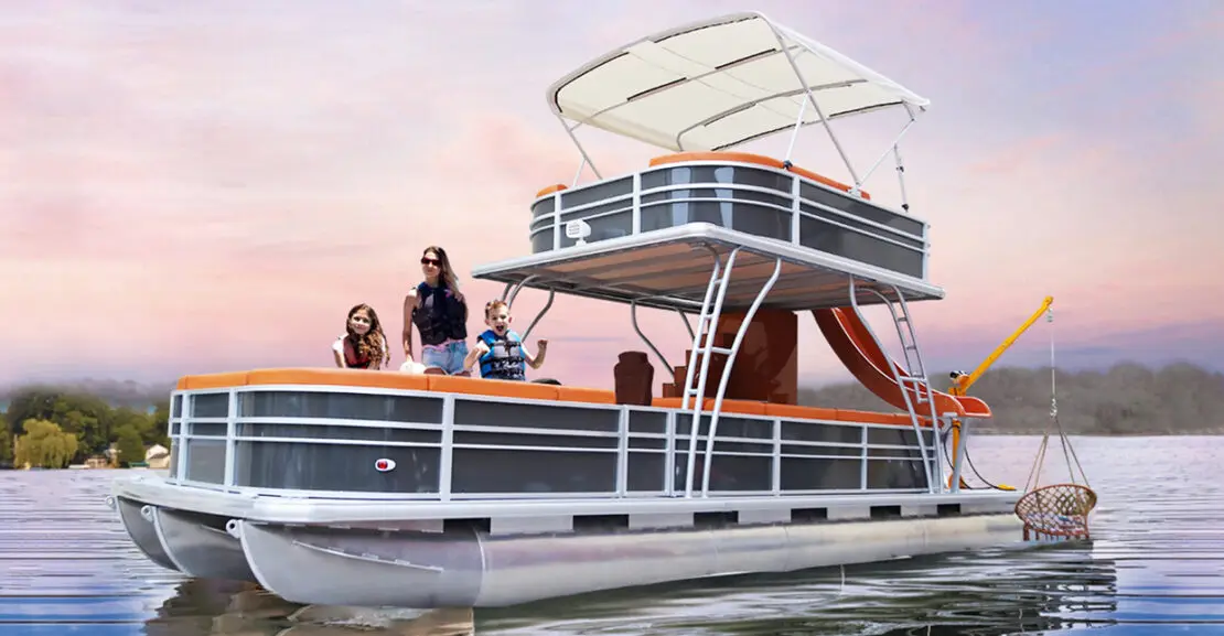 2021 New Kindle 30FT Luxury Double Decker Fishing Aluminum Pontoon Boat  for Family