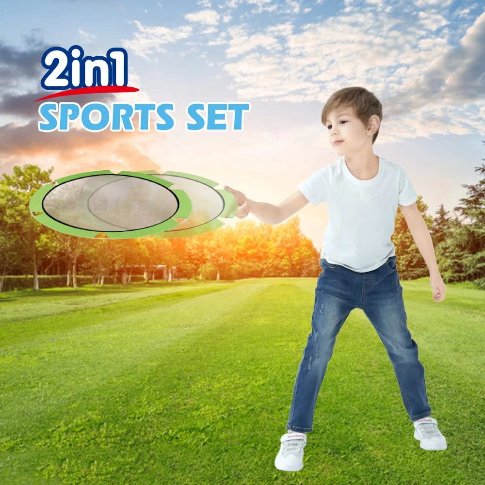 2 in 1 Flying Disc and Spike Bounce Ball Game Sport Toys Set Jumping Bouncing Ball Game Toy Exercise Trainer Outdoor Toy