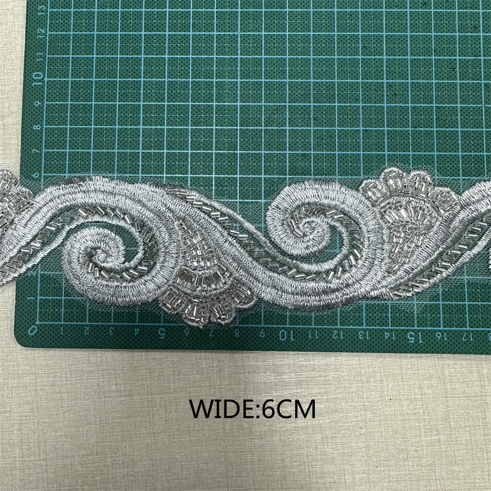 wholesale fashion Beaded lace trim applique trim for dress