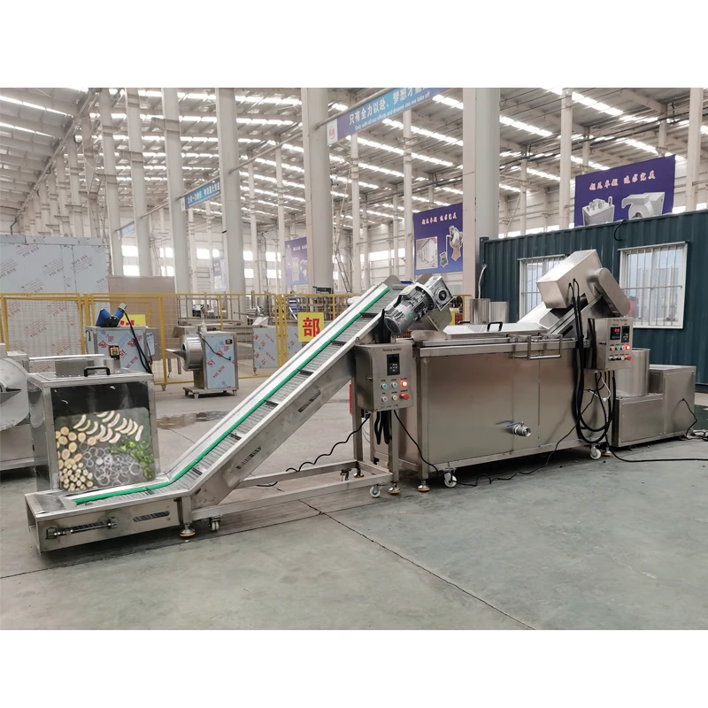 Hongqiang Full automatic continuous potato chips burger namkeen conveyor belt frying machine for food factory