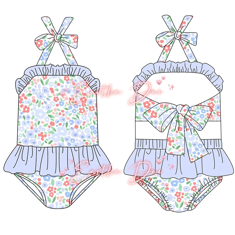 swimsuit for girls kids summer printed custom one piece swimsuit matching beach baby boys trunk