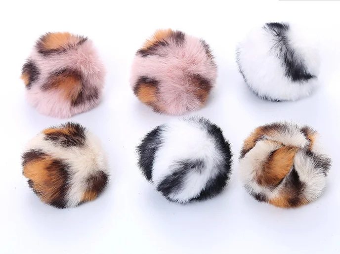 pet cat kitten toys faux fur ball leopard animal style with inside catnip playing toys