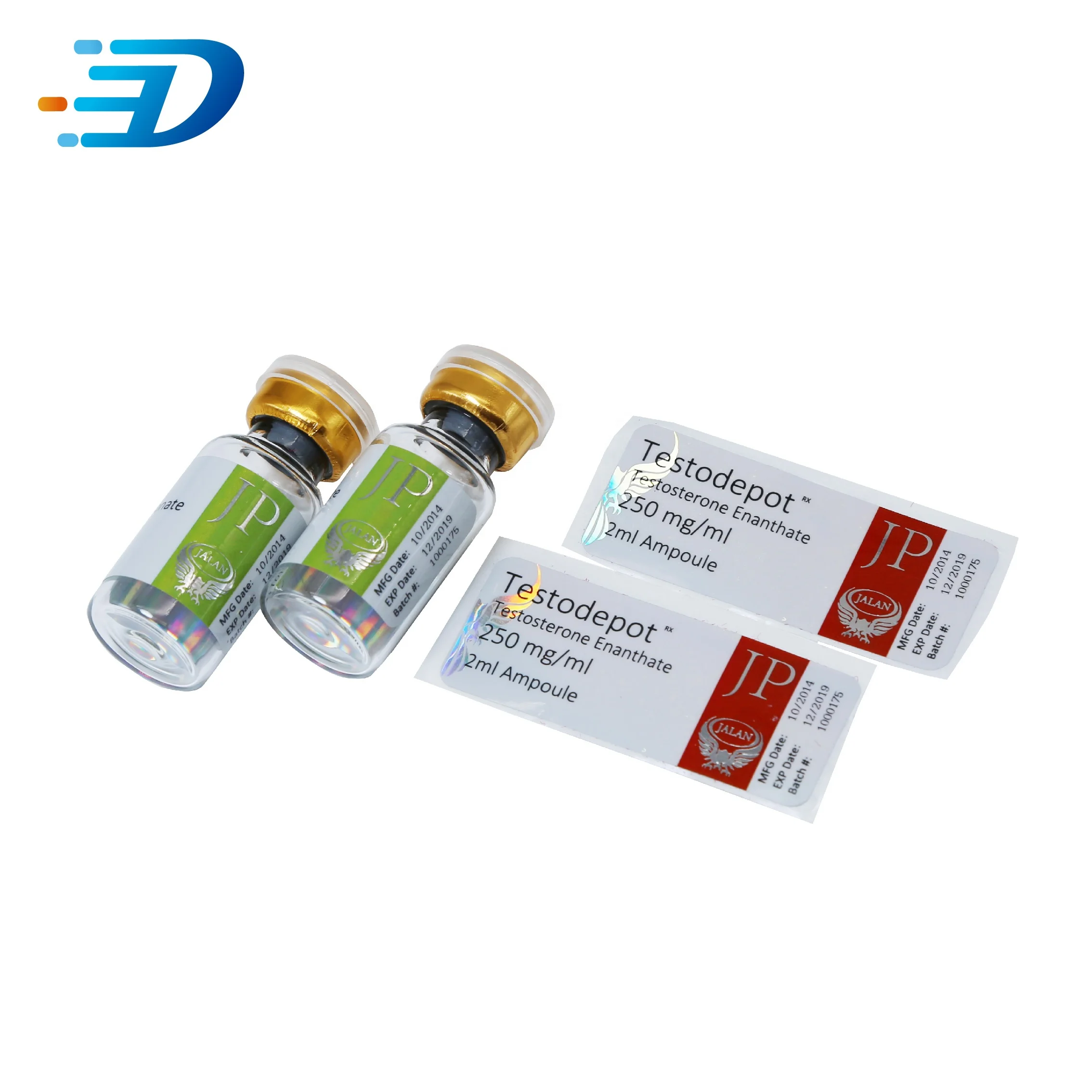 High Quality Custom Testostrone Standard Size 2ml 10ml Body Building Vial Labels And Boxes For Anabolic