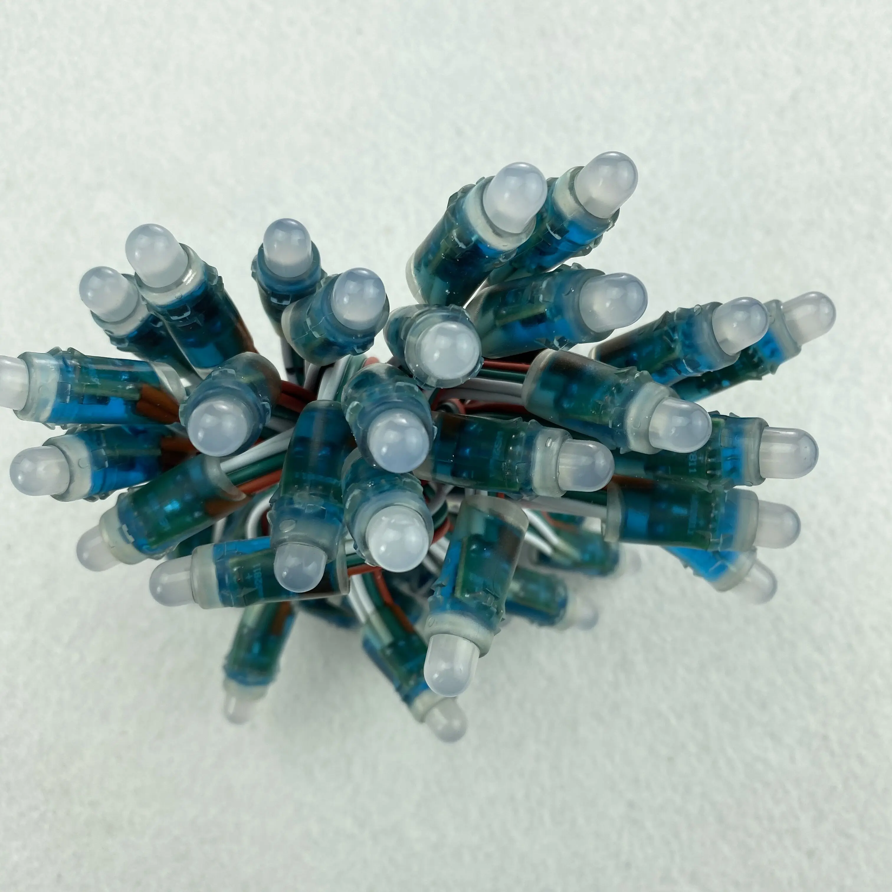 DC5V 50nodes/string 3inches(7.6cm) spacing WS2811 addreable LED pixel string light,IP68;RGB full color;24AWG wire