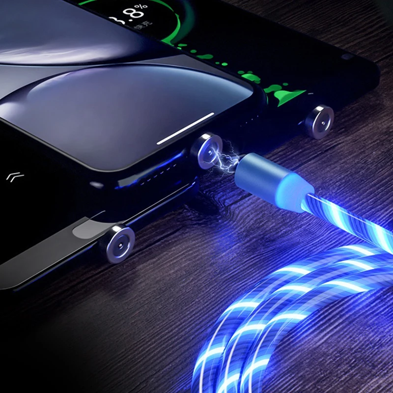  Оптовая продажа магнитный USB-кабель для быстрой зарядки аксессуары телефонов кабель USB Светодиодный светящийся Micro Lighting кабели передачи