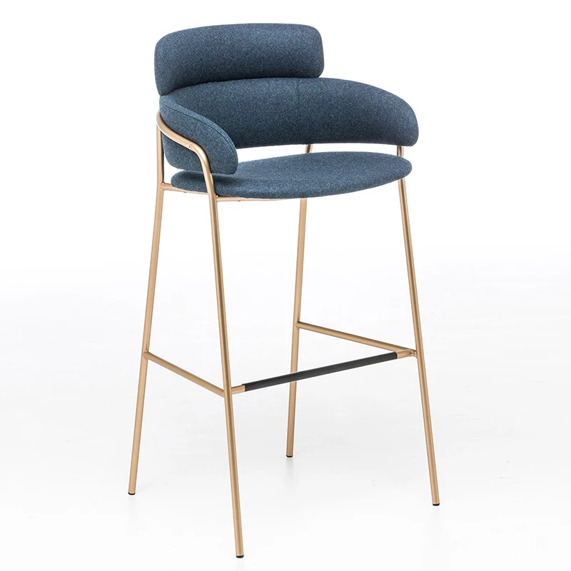 YY-022 Modern luxury PU/fabric upholstery golden metal leg base top coffee shop hotel bar chairs single chair