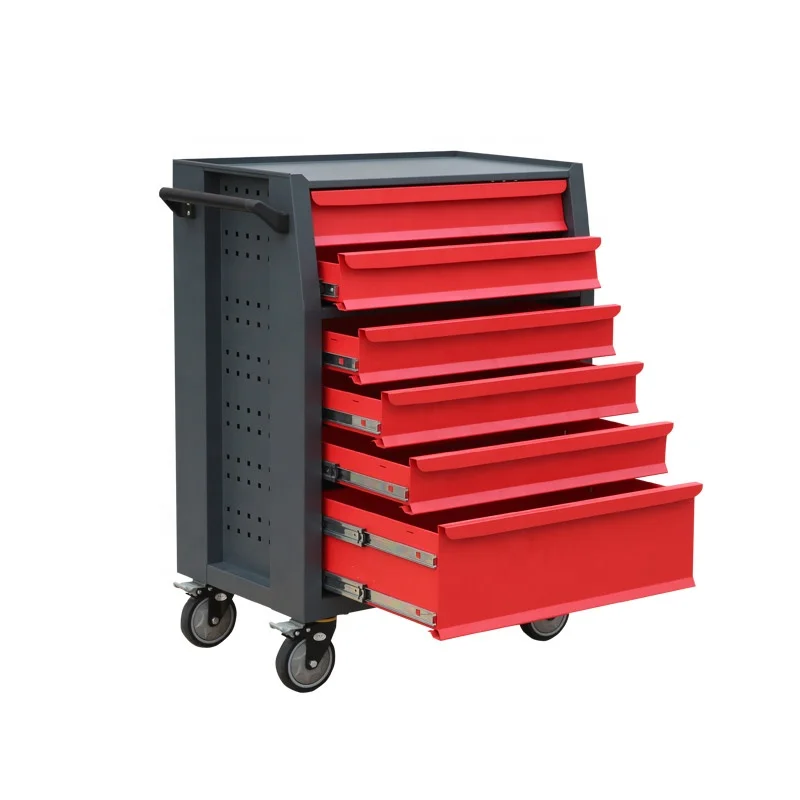 Wholesale Professional Tool Chest Roller Cabinet Six Drawer Tool Trolley with Wheels & Brake