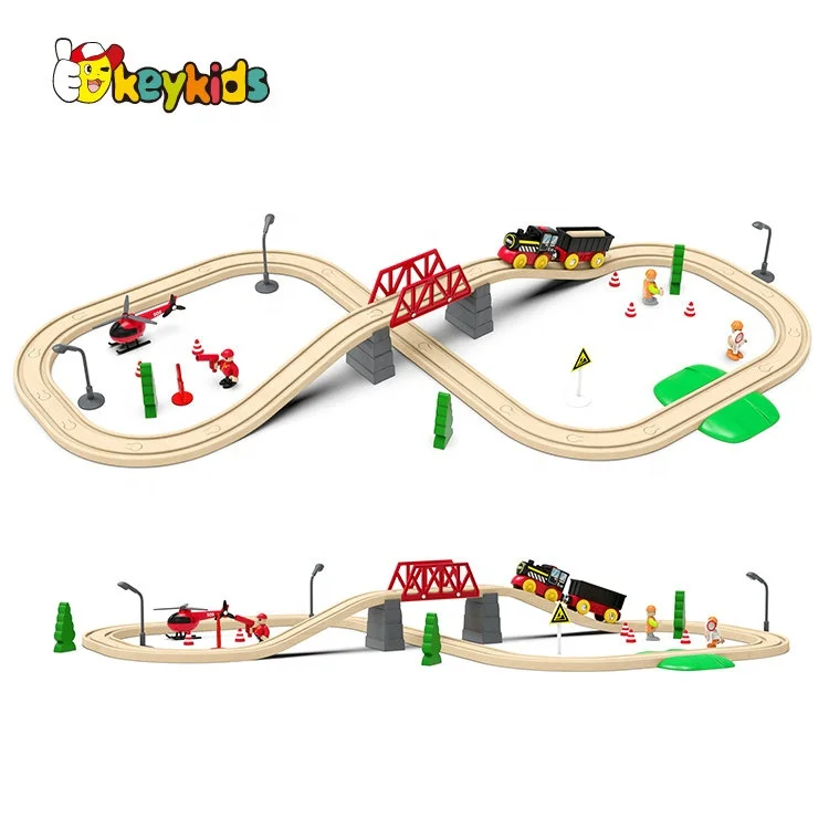 Educational classic railway toys 50 pcs wooden train tracks for kids W04C241