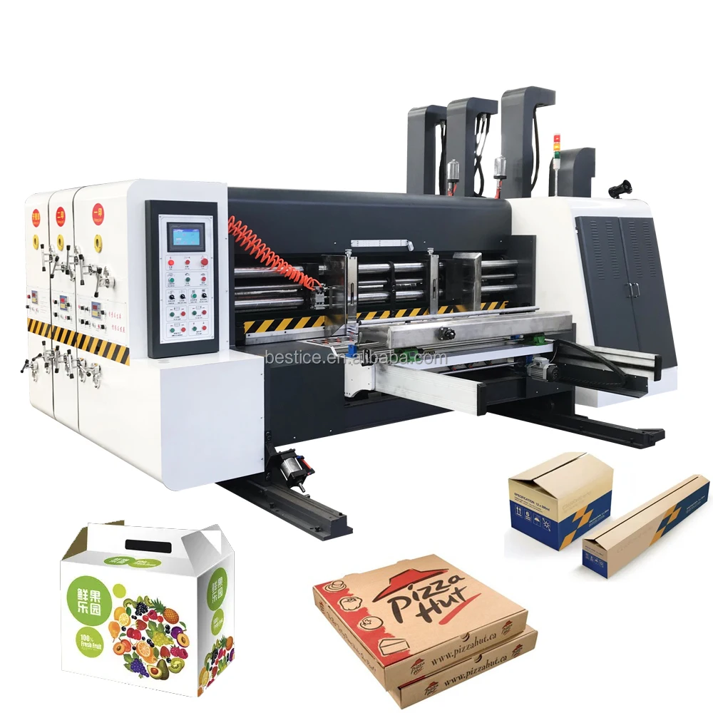 Auto carton printing slotting die cutting machine with 1 2 3 4 5 6 one two colour cardboard printer