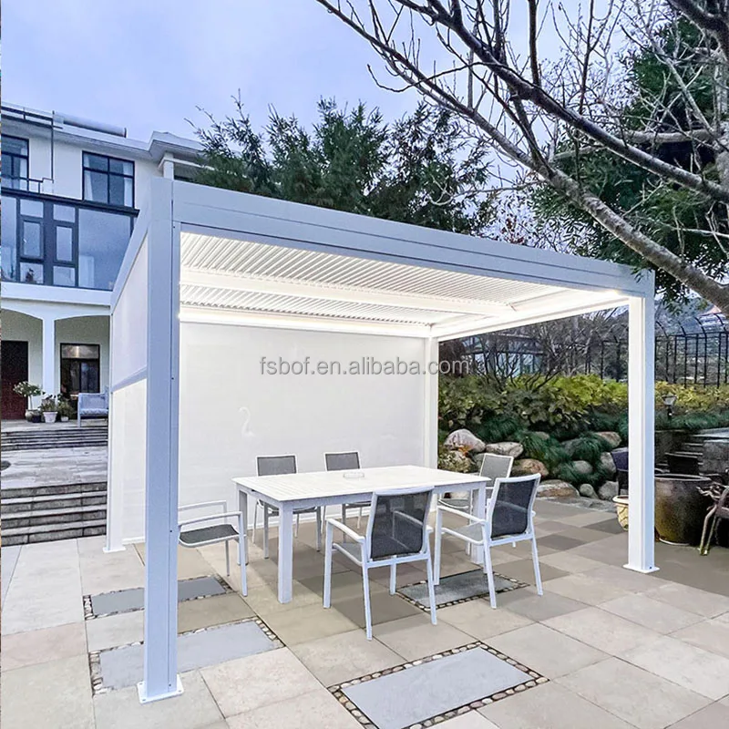 New Model Heavy Duty Customize Waterproof Shutter Aluminium Pergola Garden Space Outdoor 3x4 White Louvered Gazebo Pavilion