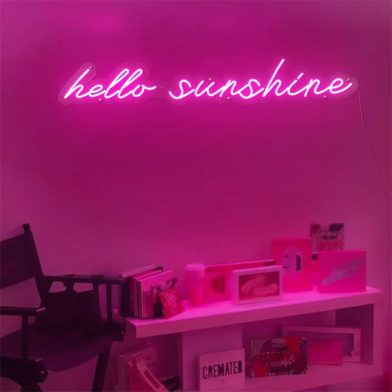 Unbreakable hello gorgeous backlit lamp bedroom wall light up hello sunshine neon sign for gift bar party salon
