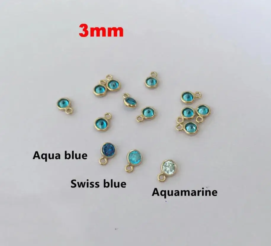 Fashion Birthstone  3MM Zircon Woman Jewellery 14K Gold Filled Charms DIY Making Materials