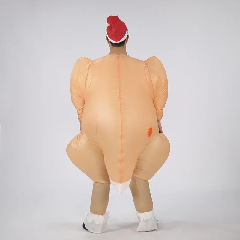 Christmas Thanksgiving Roast Turkey Game Cloth Funny Blow Up Jumpsuit Chicken Cosplay Fancy Dress Inflatable Turkey Costume