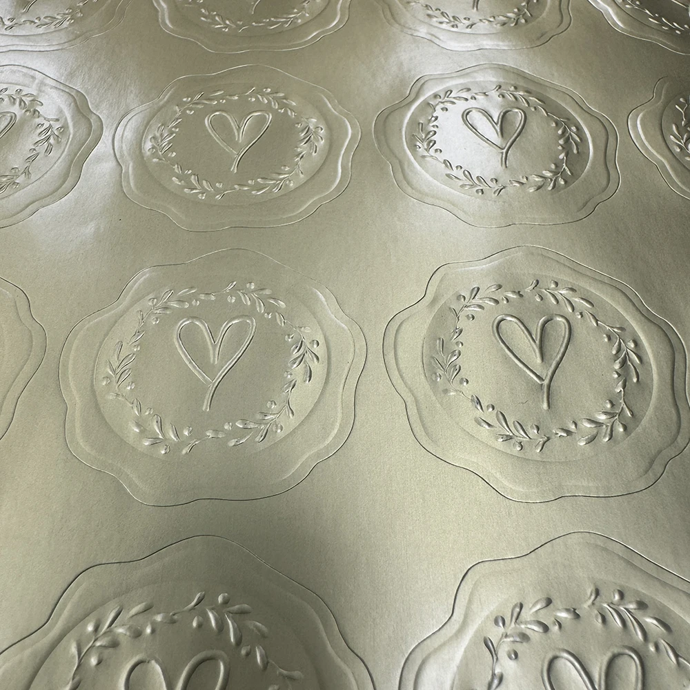 Wholesale Raised Floating Gold Sealing Stickers Matte Silver Embossed Adhesive Stickers Logo Labels For Envelopes