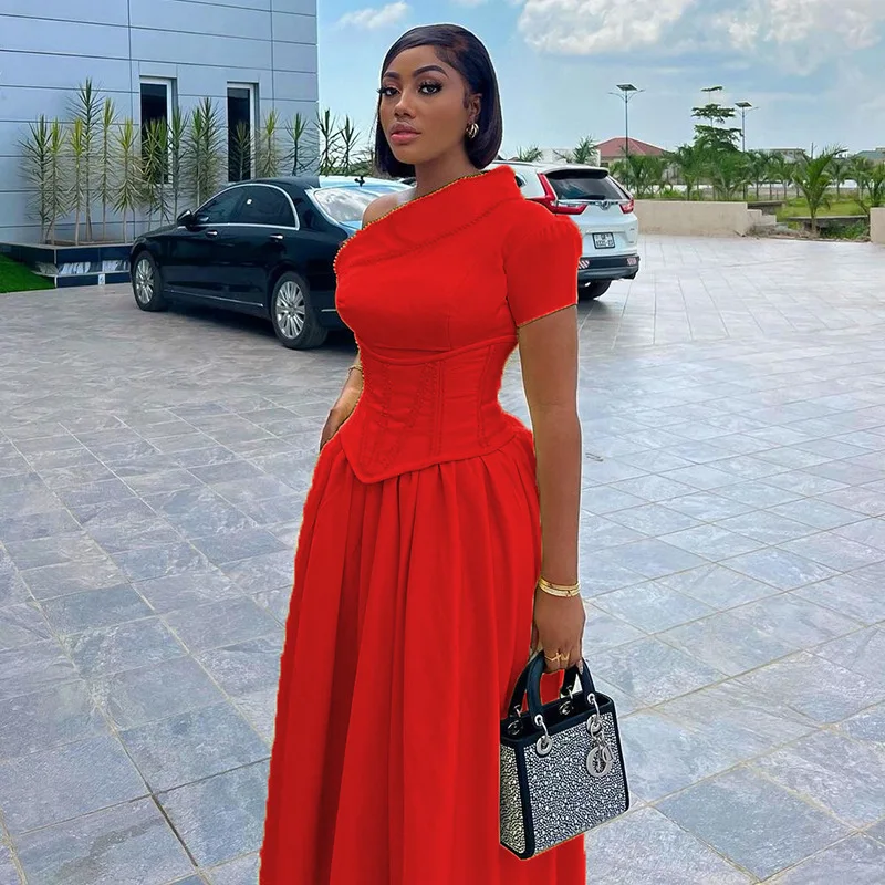 Designer New Summer Long Corset Dress Woman ElegantPolyester and Spandex Stretch Bodycon Fishbone Dress