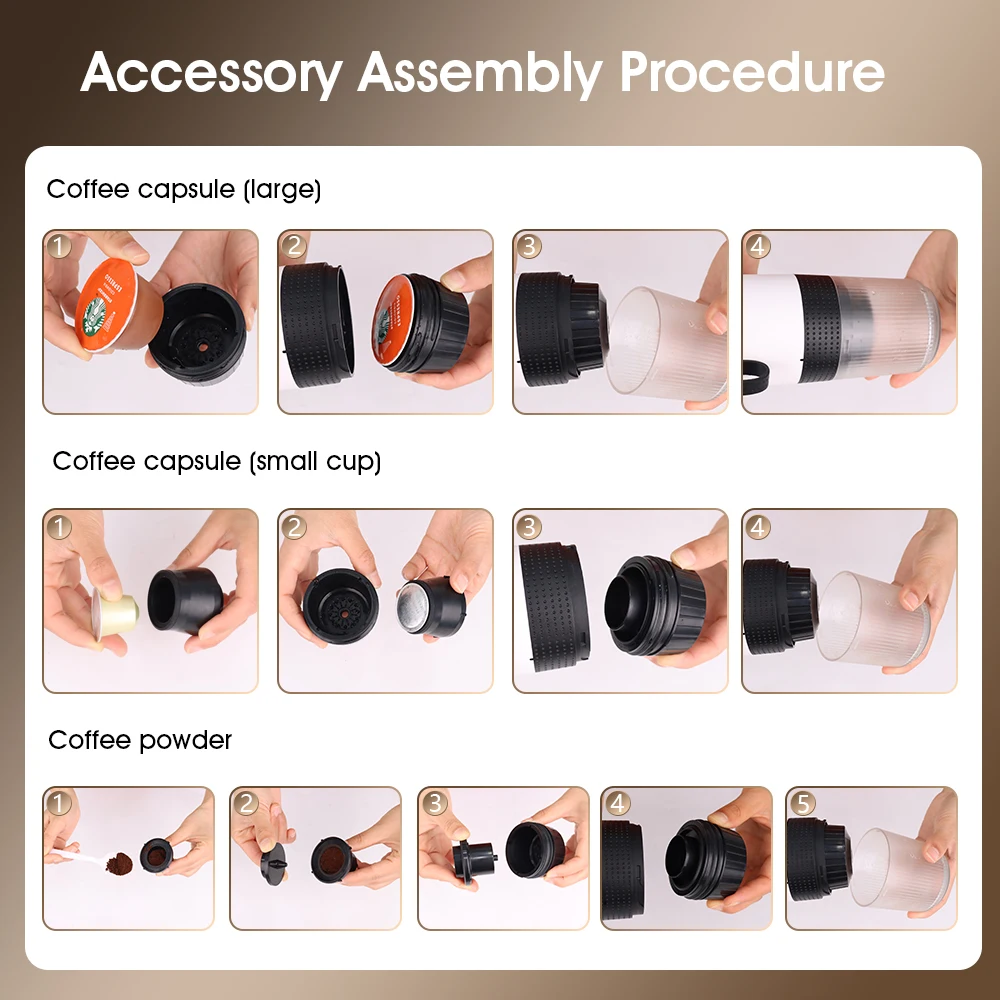 New Outdoor Automatic  Portable Espresso Machine Coffee Maker Powder Coffee And Capsule Coffee For Travel Rechargeable Battery