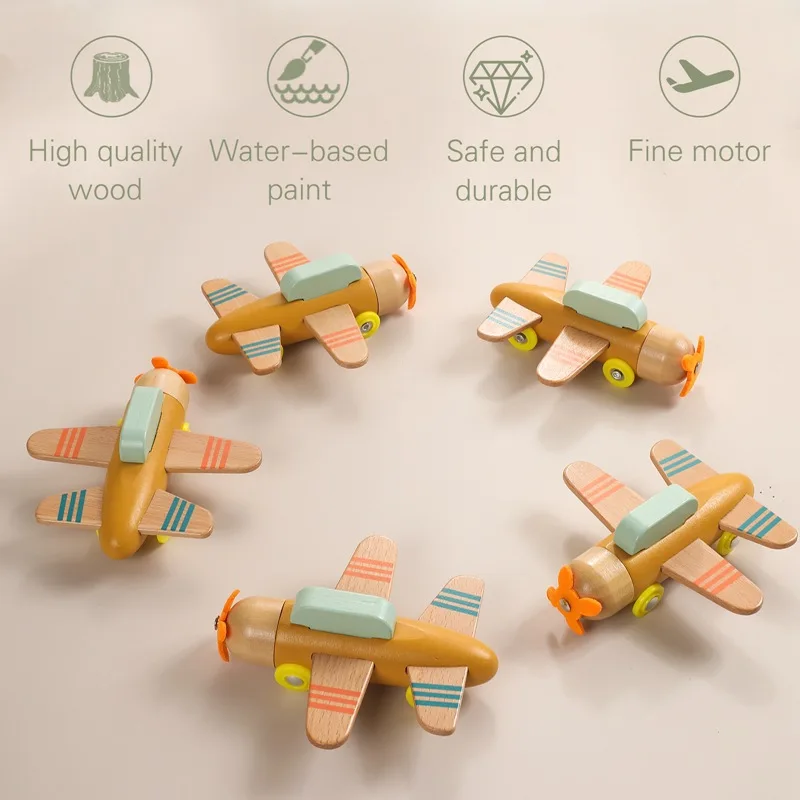 Mumoni New arrival wood toy glider Kids preschool motor skills toy High quality wooden plane toy