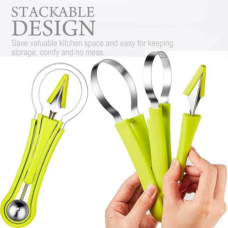 Fruit Platter Fruit Dig Pulp Separator Kitchen Gadgets 4 In 1 Watermelon Slicer Cutter Scoop Fruit Carving Knife Cutter